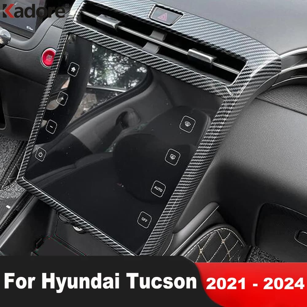 Garniture de couverture de panneau de navigation GPS de console centrale de voiture, fibre de carbone, accessoires intérieurs, Hyundai 4.3, fils, Ntage, 2021, 2022, 2023, 2024