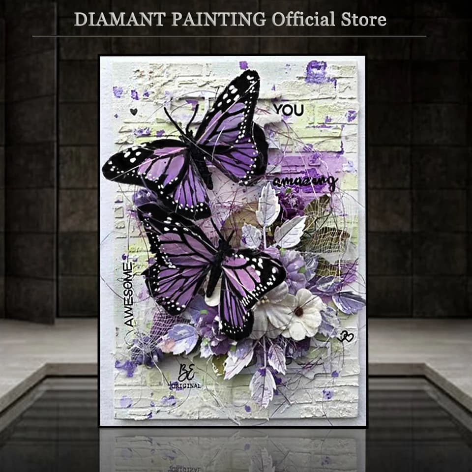 5D Full Square Diamond Painting, Animal Diamond Embroidery, Cross Stitch, Butterfly bal inestones, Full Mosaic Home Decor, New Arrivals