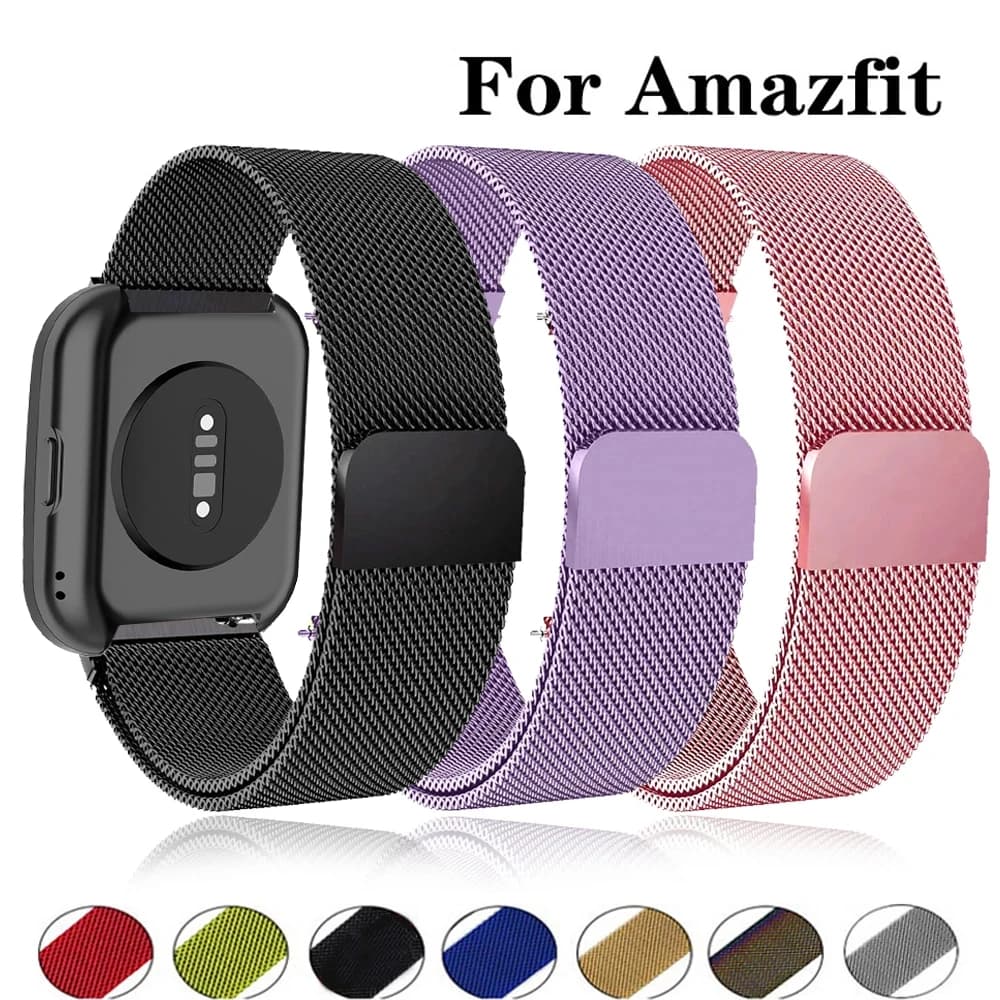 Bracelet magnétique pour Amazfit GTS/4/2//GTS4 Mini/BALANCE/Active 2/3/4 20mm 22mm, bracelet en maille métallique pour montre intelligente Amazfit Bip 5 6.