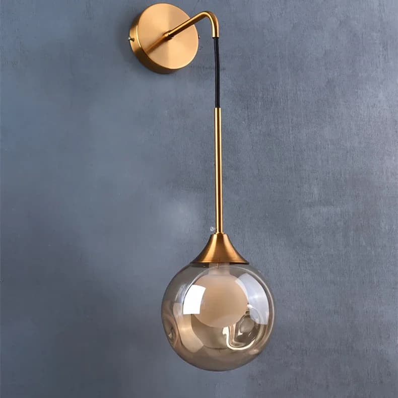 Applique Murale LED en Forme de Boule de Verre Dorée au Design Nordique Moderne, Luminaire Décoratif d'Nik, Idéal pour un Salon, une Chambre à Coucher, une Cuisine ou un oral et