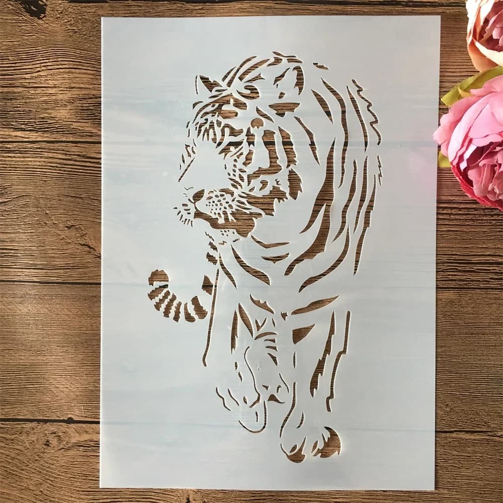 Pochoirs A4 à couches de tigre, 29cm, bricolage, peinture murale, Scrapbook, coloriage, gaufrage, Album, modèle décoratif