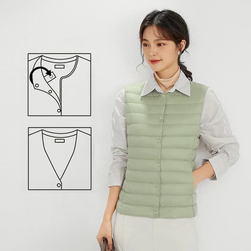 Gilet ultra léger en duvet de canard blanc 90% pour femme, printemps-automne, chaud, coupe ajustée, doublure portable pour parka, vêtement d'extérieur féminin