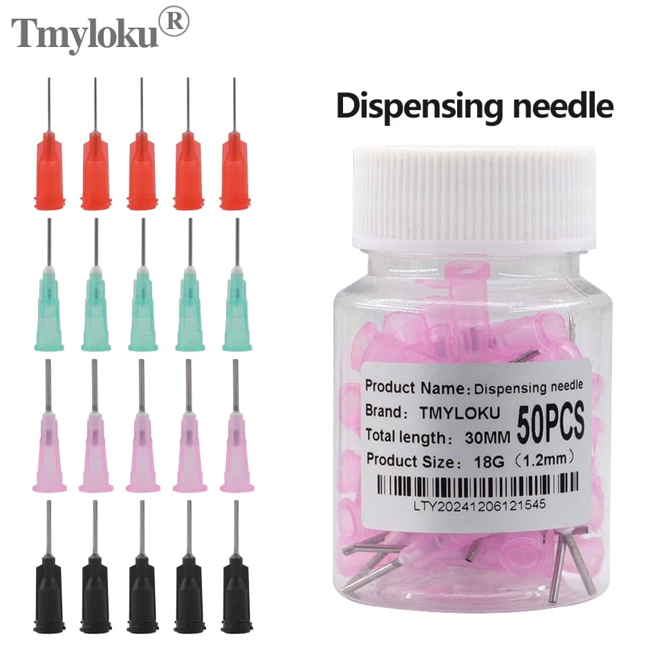 Aiguilles de distributeur pour contrôleur de distributeur, 15 types d'acier, seringue conique grossière, pâte de flux, 14-30g, 50 pièces par bouteille