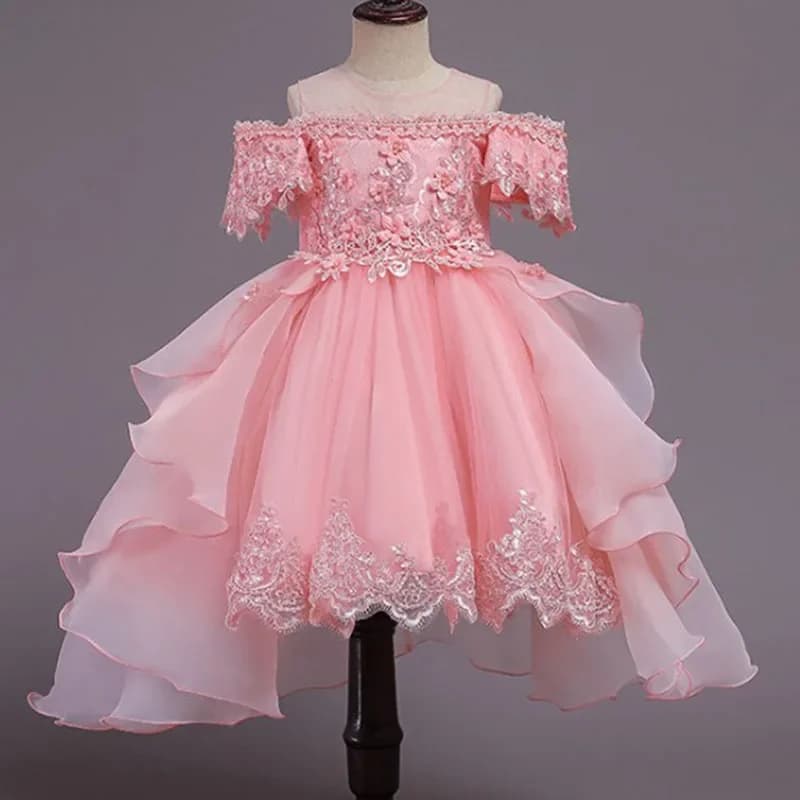 Robe de princesse à fleurs roses pour filles, robes élégantes pour enfants, vêtements pour enfants, fête de mariage, reconstitution historique d'été, 10 à 12 ans