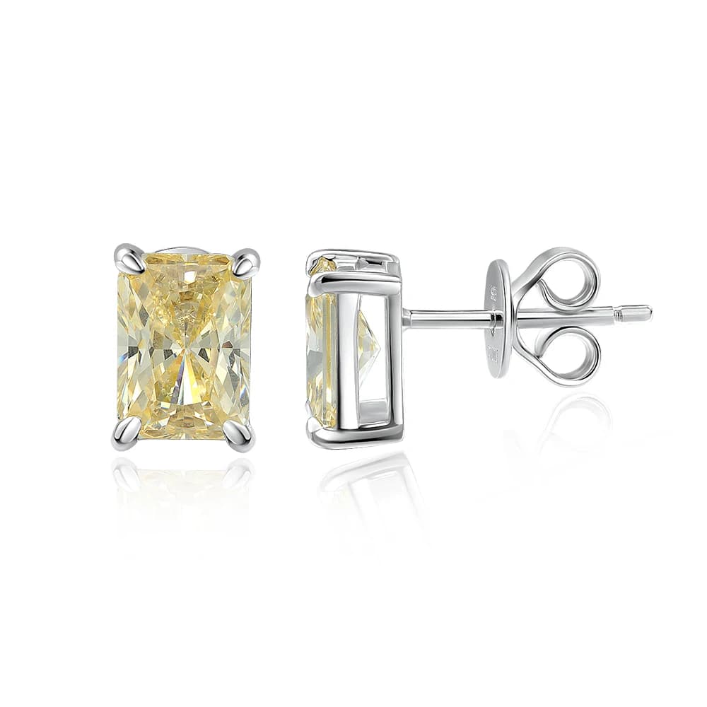 OEVAS – boucles d'oreilles en argent Sterling 100% 925, scintillantes, 5x7mm, zircon jaune, diamant à haute teneur en carbone, pour femmes, bijoux fins, cadeau de fête