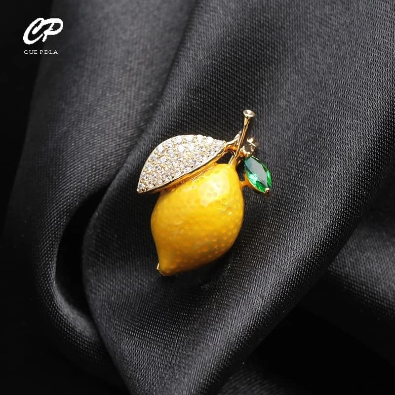 Broches en émail jaune citron pour femmes, broche décontractée Orange pour fête de mariage, cadeaux