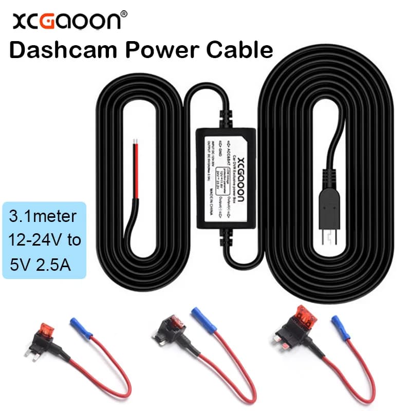 Adaptateur de chargeur de caméra de tableau de bord de voiture, Mini Micro Type C USB 5V 2,5 a, Kit de fil dur DVR pour XiaoMi 70Mai YI 360