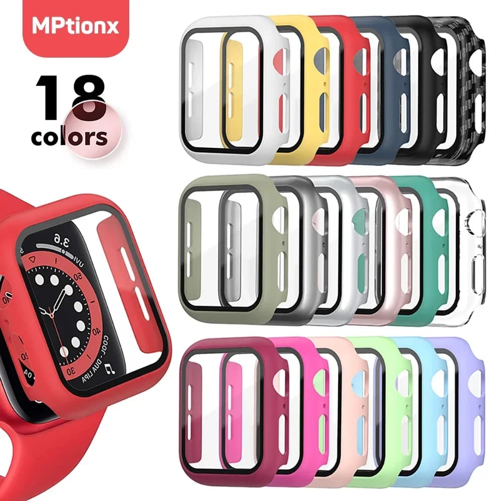Verre et couvercle de montre pour Apple Watch, pare-chocs et protecteur d'écran, 45mm, 41mm, 44mm, 40mm, 42mm, 38mm, Iwatch SE, 9, 8, 7, 6, 5, 4, 3, 2, 256
