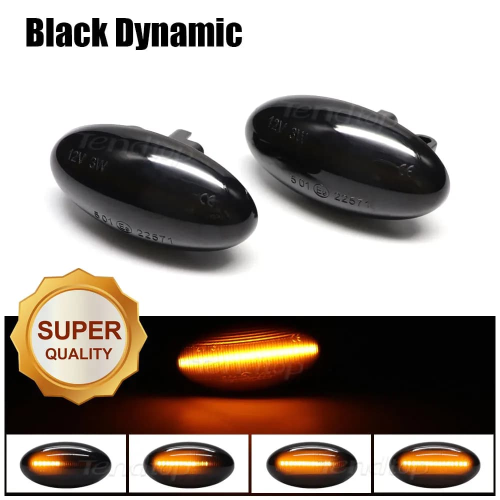 Clignotant latéral dynamique à LED, clignotant séquentiel, cristaux, KIT 307, 206, 407, 107, 607, C1, C2, C3, C7, 2 pièces