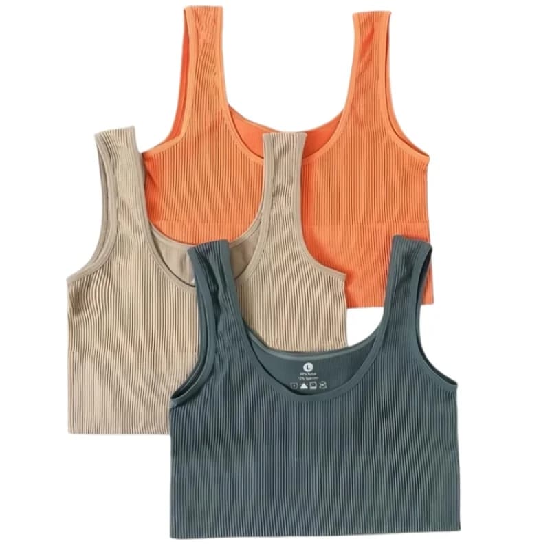 Débardeur côtelé sans couture pour femme, haut court sans manches très élastique, lingerie sexy, soutien-gorge court sport à col rond, camisole quotidienne M-XL