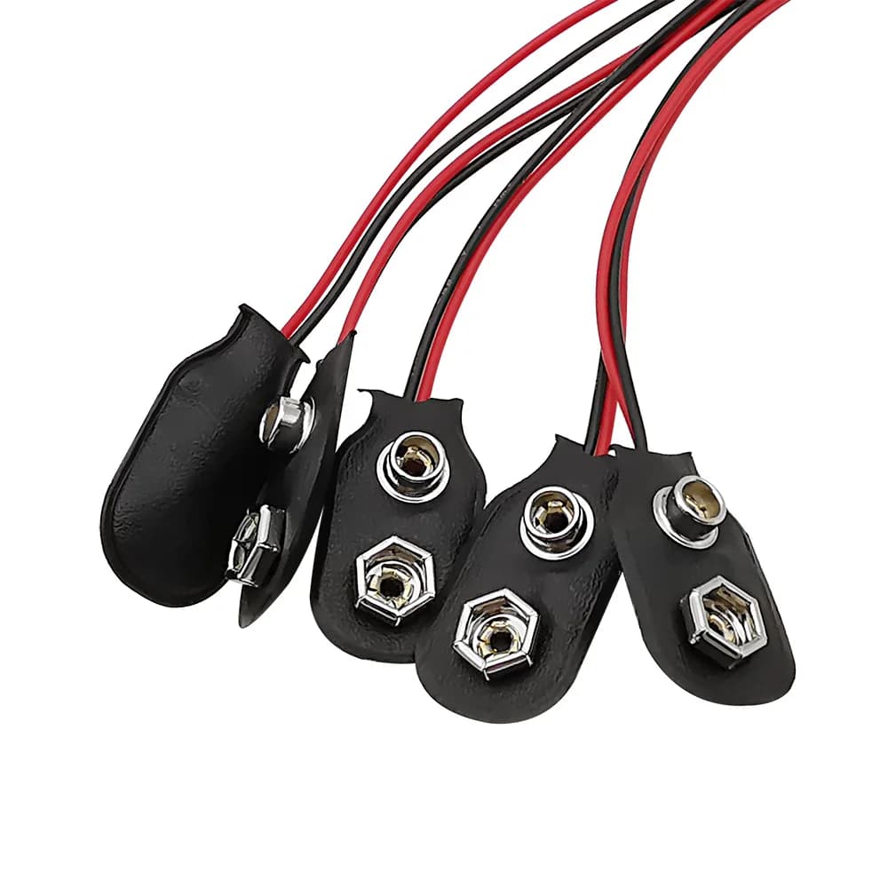 Réinitialisation de connecteur de batterie 9 V, support de fils de plomb, type I, 9 Volt, struc15 cm, connecteurs de câble noir rouge, 5 pièces