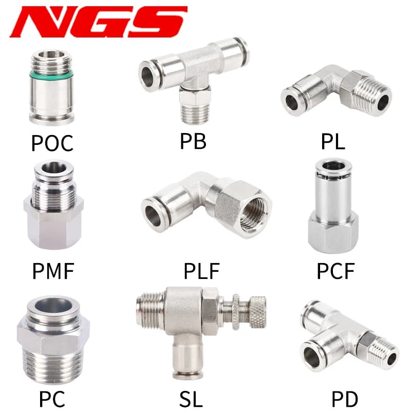 Raccord de tuyau pneumatique en acier inoxydable SUS 304, PC, PCF, PL, PE, PU, connecteur de tuyau à dégagement rapide, entièrement en métal, 8mm, 1/2, 1/8, 1/4, 3/8