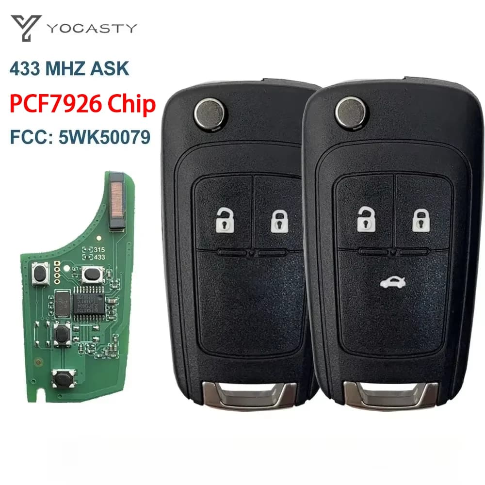 Clé de voiture à rabat télécommandée YOCASTY 433MHz PCF7926 pour Chevrolet 2009 - 2017 Opel Vauxhall Astra J Corsa Tourer Insignia E Zafira Mokka