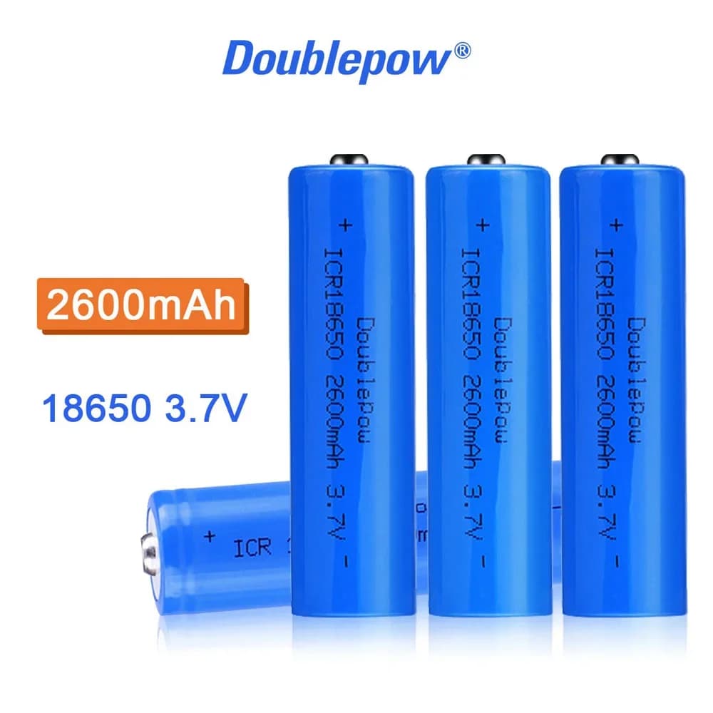 Batterie lithium-ion rechargeable 18650 3,7 V 2600 mAh pour lampes de poche, lampes frontales, lampes LED, mini ventilateurs, enceintes Bluetooth