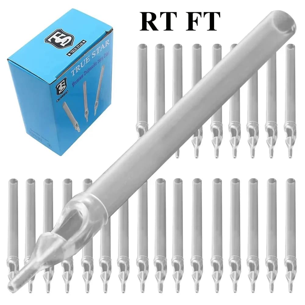 100/50pcs longs pointes d'aiguilles de tatouage jetables stérilisés blanc longs Tubes de pointe de tatouage pour Machine à tatouer poignée aiguille fourniture de tatouage
