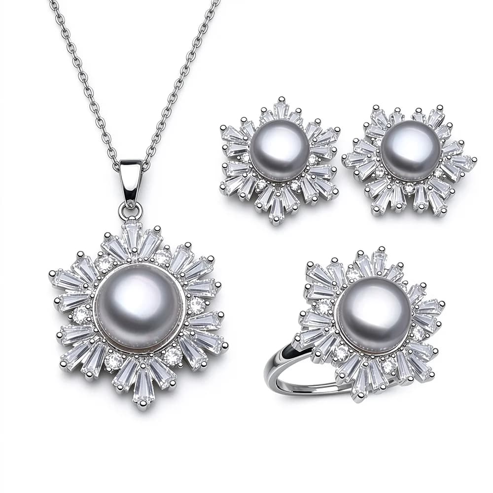 Ensemble collier et boucles d'oreilles en argent regardé 925 pour femme, véritable perle naturelle d'eau douce blanche et noire, ensembles de bijoux de mariage, cadeau des travailleurs