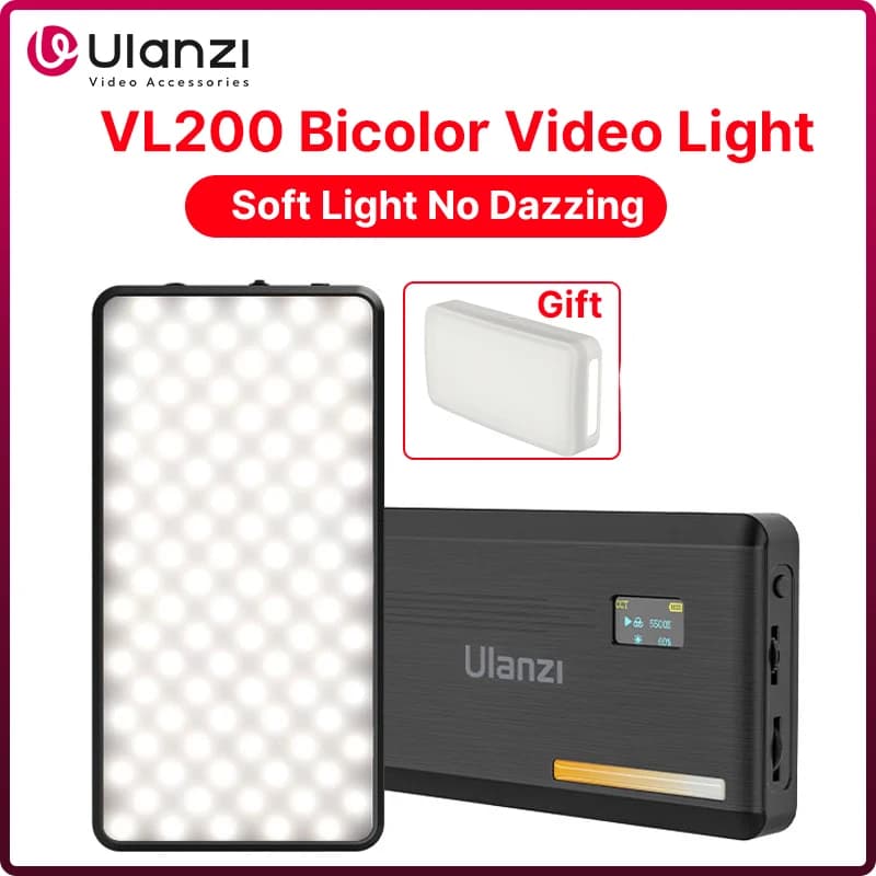 Ulanzi VL200 LED lumière vidéo pour professionnel 2500 K-9000 K panneau réglable éclairage de photographie pour Sony Nikon Canon lumières d'appareil photo