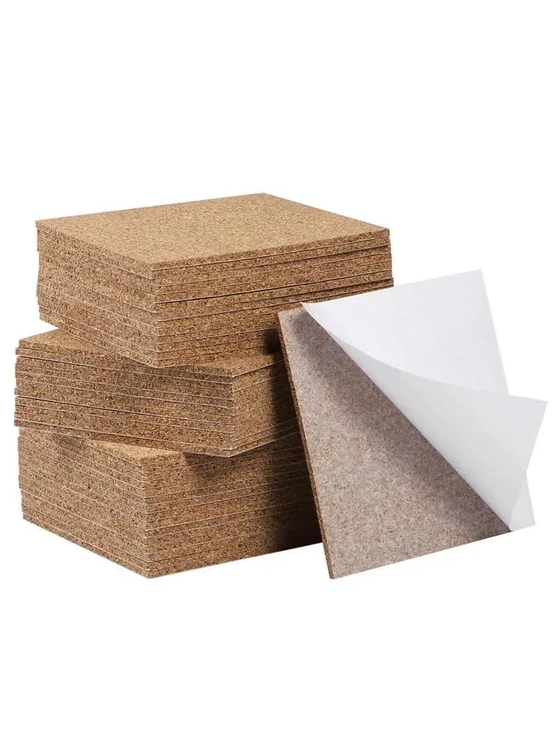 Feuilles de liège carrées auto-adhésives 95x95x3mm, 50 pièces, pour bricolage, sous-verres, carreaux de liège, tapis de tasse, napperon, décor de Table à manger, boisson