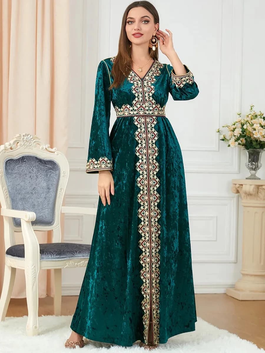 Robe musulmane en velours de dubaï pour femmes, Kimono Jubah, longue Robe Abaya Hijab, vêtements islamiques, Robe arabe turque, caftan marocain