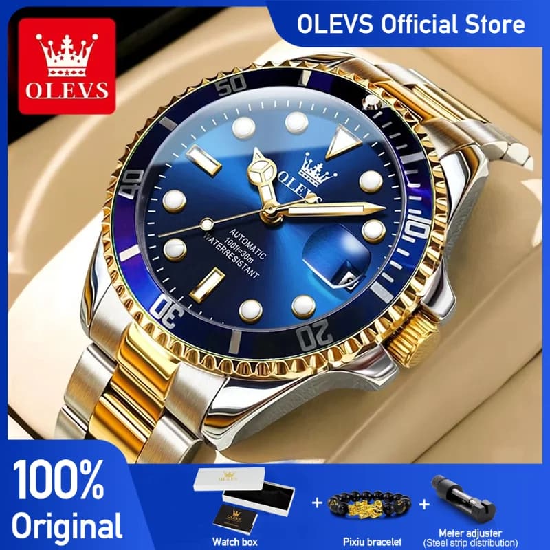OLEVS hommes montres de luxe Original automatique montre mécanique pour homme étanche en acier inoxydable lumineux Date mode Relogio