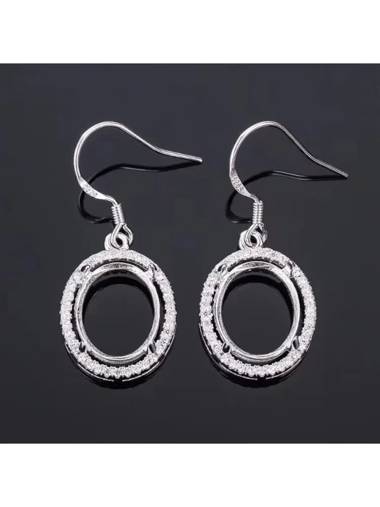 Boucles d'oreilles à crochet en argent Sterling classique, Cabochon à lunette, Base en pierre précieuse, plateau Semi-monté, boucles d'oreilles goutte pour bijoux à faire soi-même
