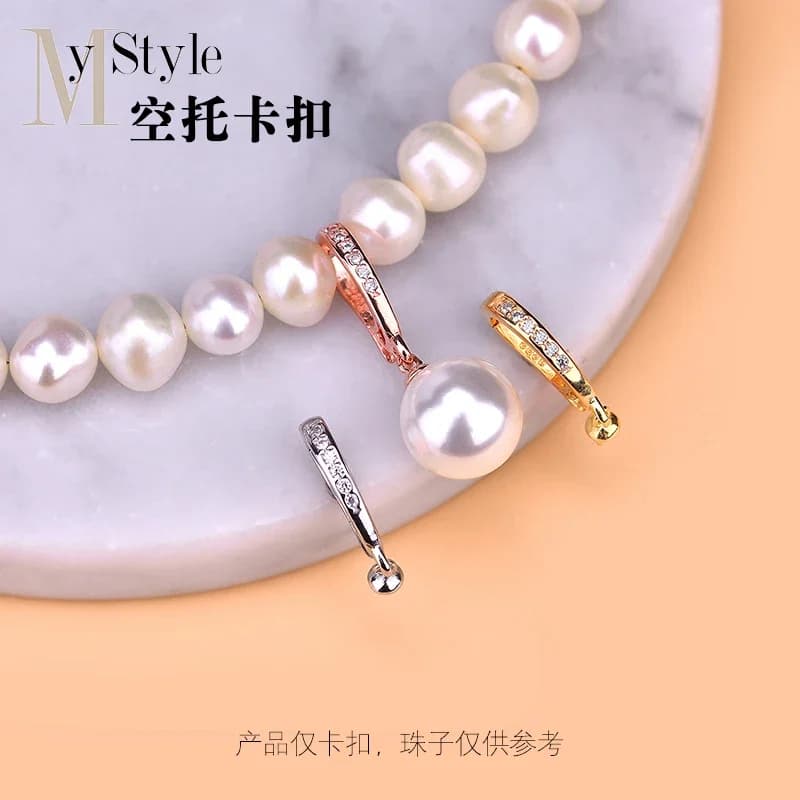 Fermoir en zircon incrusté d'argent pur S925, accessoires de bricolage pour bijoux, avec support de perles et fermoir pendentif