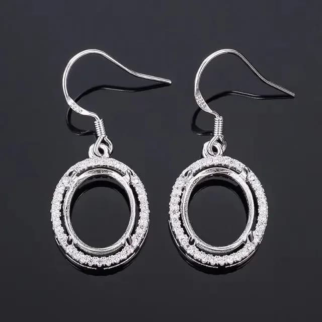 Boucles d'oreilles à crochet en argent Sterling classique, Cabochon à lunette, Base en pierre précieuse, plateau Semi-monté, boucles d'oreilles goutte pour bijoux à faire soi-même