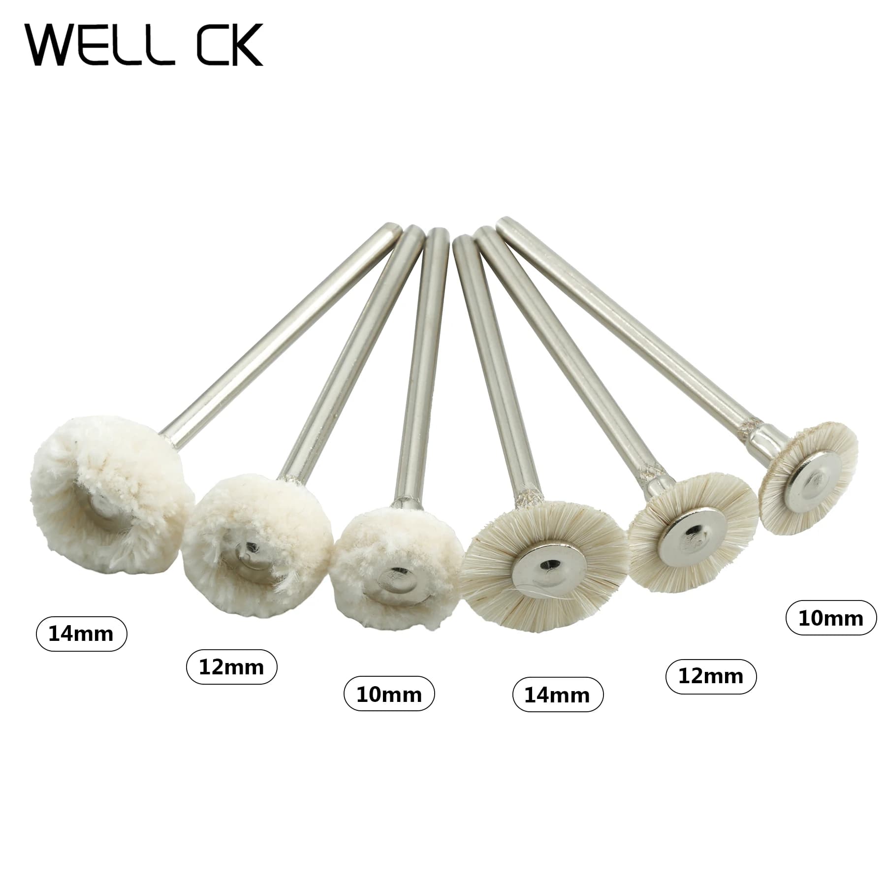 Perceuse de polissage de laboratoire dentaire, brosse Weel 10mm 12mm 14mm coton matériaux de laboratoire outils rotatifs basse vitesse 2.35mm tige HP