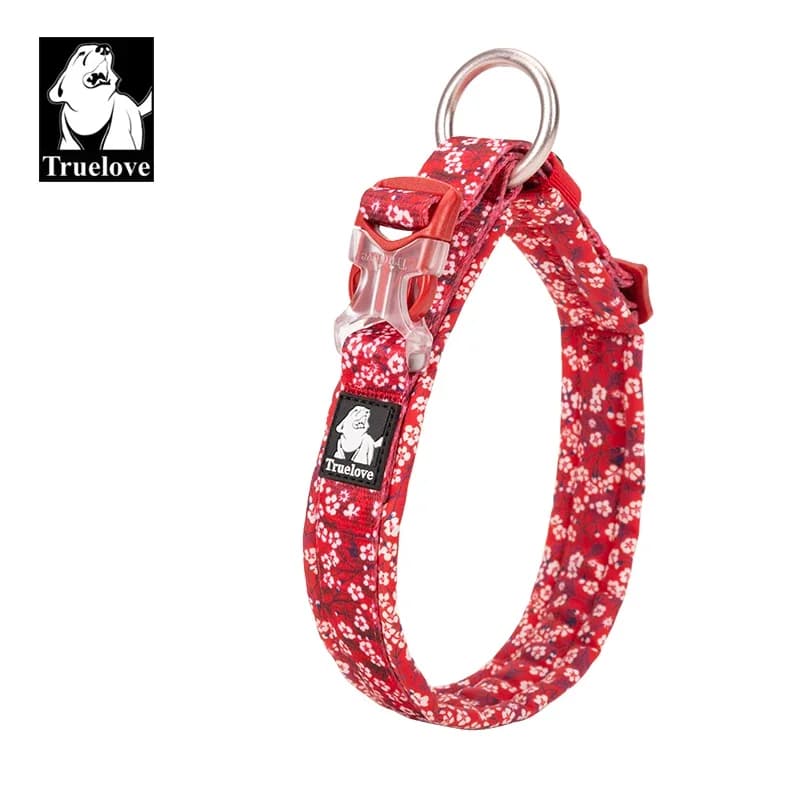 Truelove collier pour chien avec trois boucles réglables motif Floral en coton doux et confortable résistant à la traction TLC5273
