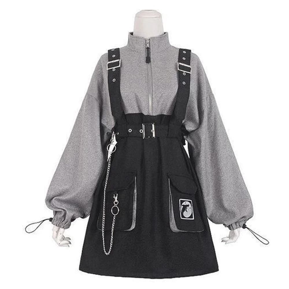 Mini robe Lolita rétro vintage gothique pour femmes, vêtements taille haute, manches longues, sexy, noir brillant, grande taille 2XL, punk, filles, 2023, 208.ken