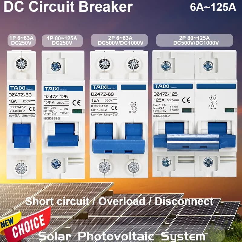 TAIXI – disjoncteur solaire photovoltaïque DC, interrupteur de déconnexion MCB DC250V 500V 1000V 16A 32A 40A 50A 63A 80A 100A 125A