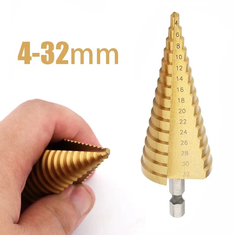 Forets à noyau hexagonal en métal revêtu de titane HSS de 4 à 32mm, jeu de forets étagé en acier rapide, trou conique, coupe-bois, cône métrique
