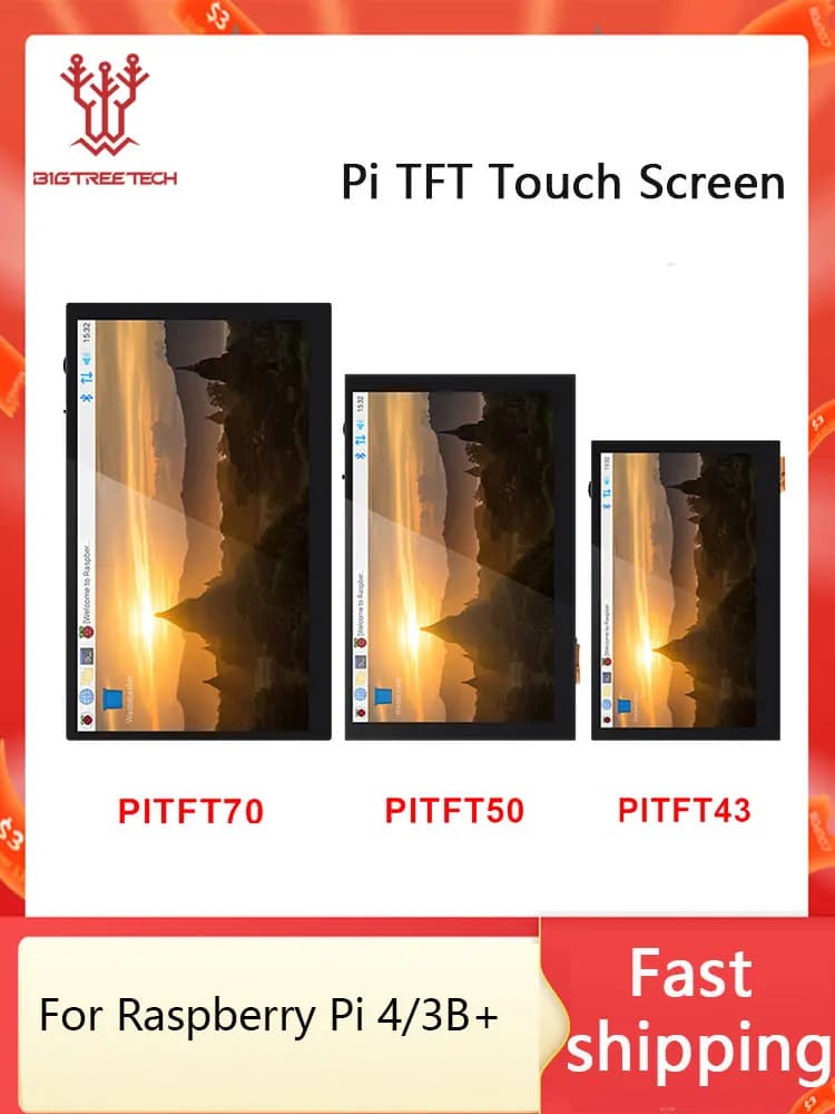 Bigtreetacétone-écran tactile LCD DSI PITFT50 V2.1 PITFT70 PI TFT43 pièces d'imprimante 3D pour Octoprint Raspberry Pi 4 3B Plus 2B