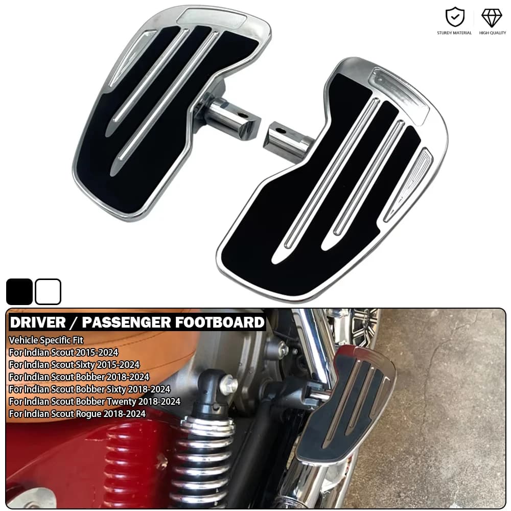 Planches de sol pour conducteur et passager, repose-pieds avant/arrière, pédale large pour Indian Scout soixante Rogue Twenty Bobber