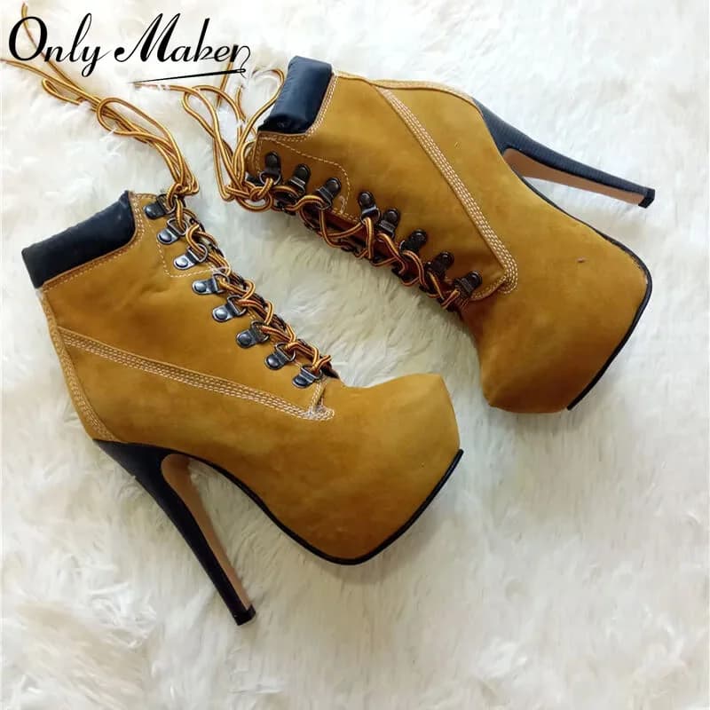 DALTolMaker-Bottes de rinçage à lacets pour femmes, chaussures à talons hauts et fins de 16cm et 4cm, bottes à plateforme, grande taille 35-46, mode