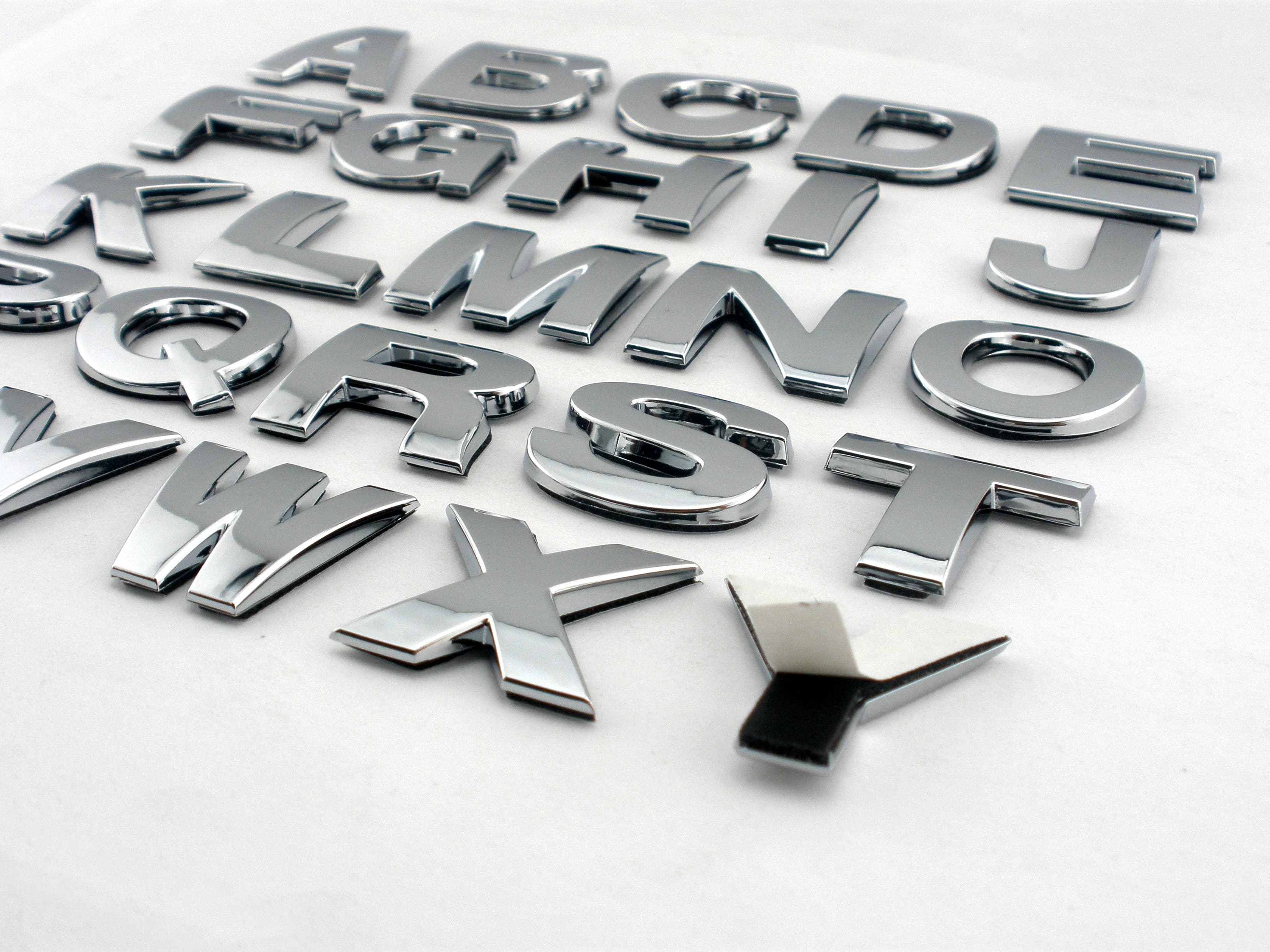Autocollant de voiture Alphabet auto-adhésif en plastique 3d chromé, 25mm de haut, signe automatique, accessoires de décoration de voiture