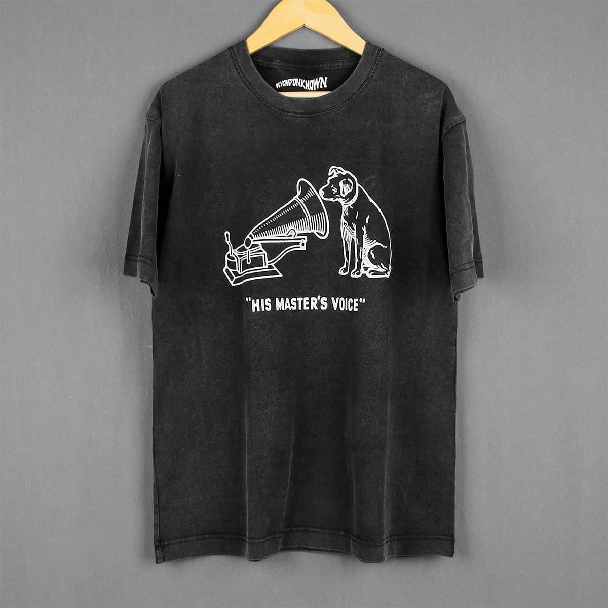 La voix de sa maître t-shirt RCA chien vinyle LP hommes femmes étiquette de musique t-shirt lavé manches longues courtes imprimé coton chemise d'été
