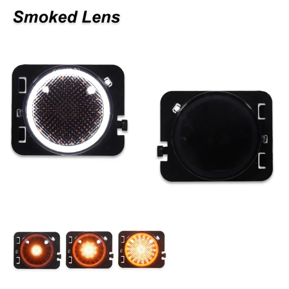 Feux LED ambre séquentiels de position latérale d’aile avant, DRL blancs/feux de conduite For Jeep Wrangler JK For Jeep Wrangler JK Unlimited 2007-2017