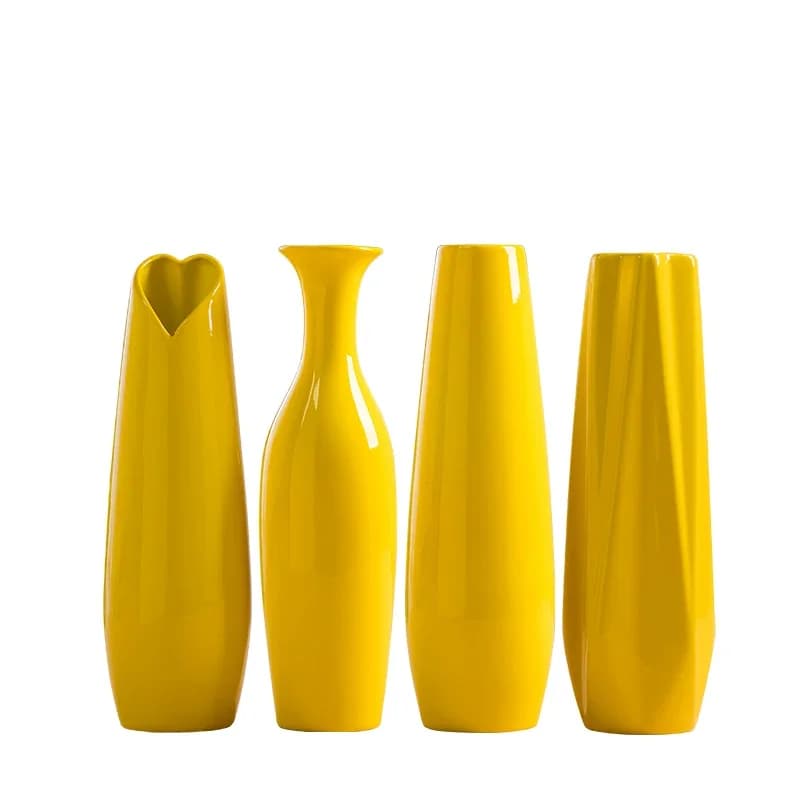 Vase à fleurs en céramique jaune, grande taille, en porcelaine, moderne, à la mode, pour table, maison, mariage, décoration de noël