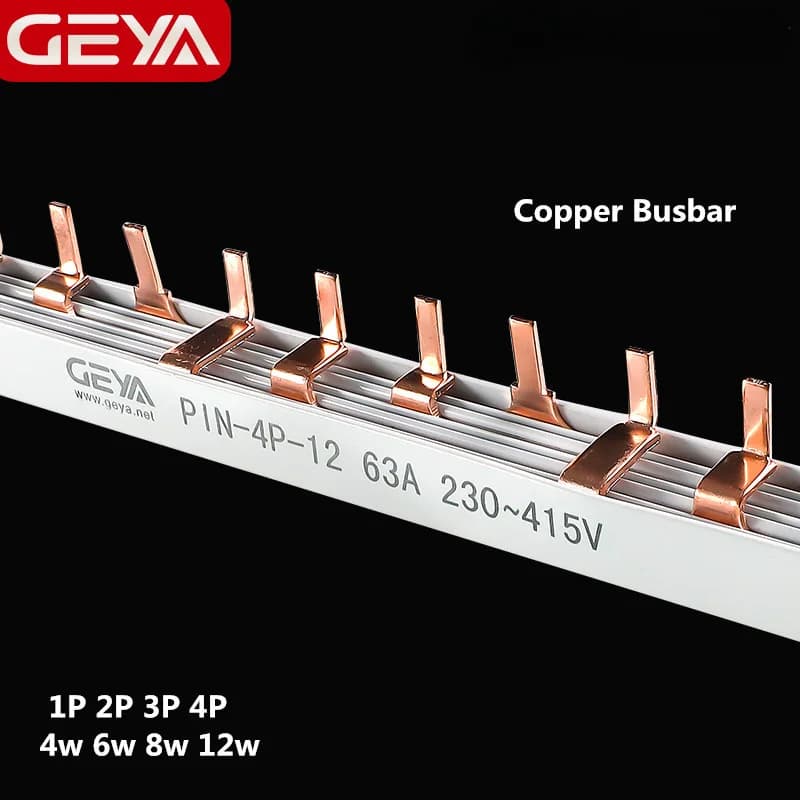 Barre omnibus en cuivre GEYA pour boîtier de distribution, connecteur de disjoncteur de type PIN, connexion de barre omnibus de type FORK