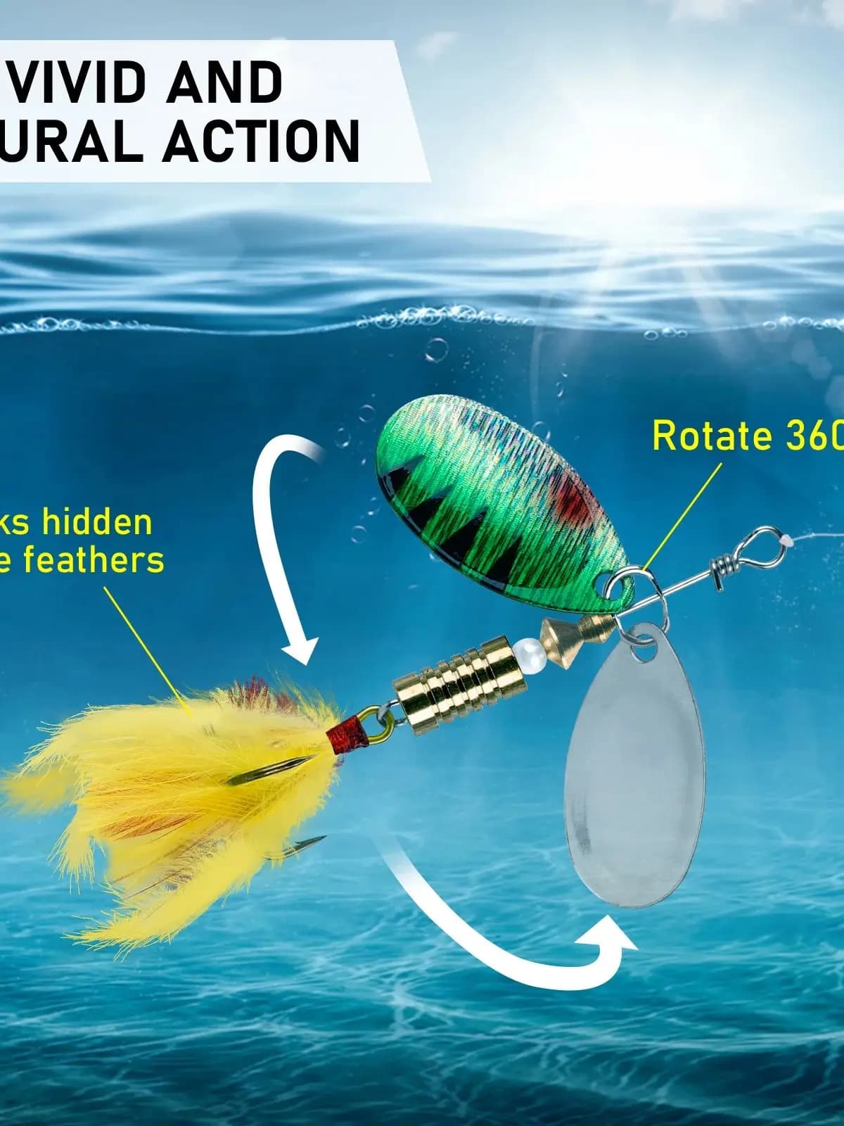 1 pièce Spinner cuillère truite leurre de pêche 4g 6.3g métal dur appâts avec plume Spinner paillettes cuillères appâts pour la pêche au brochet