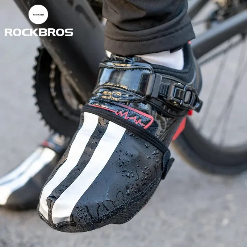 ROCKBROS couvre-chaussures de cyclisme imperméables hommes femmes lacets couvre-chaussures en cuir PU résistant à l'usure couvre-chaussures pour vtt vélo de route