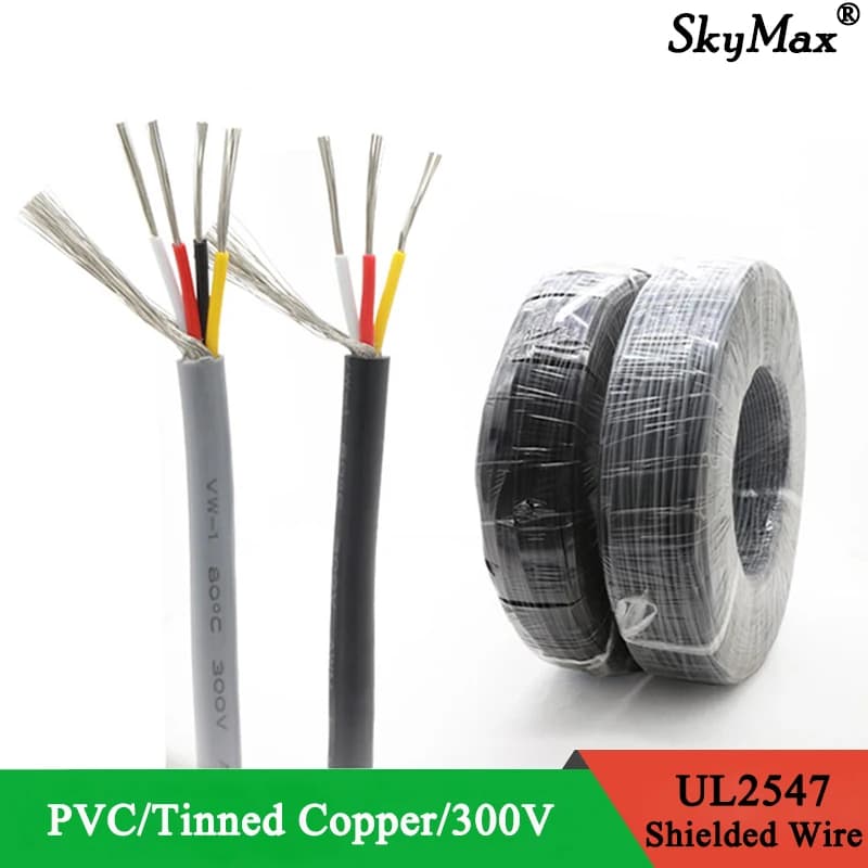 Fil blindé UL2547 5/10m, 30 28 26 24 22 20 18 AWG, canal Audio 2 3 4 5 6 7 8 cœurs, contrôle des écouteurs, câble de Signal en cuivre