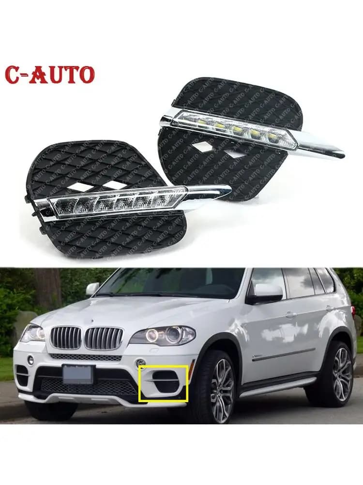Couvercle de phare antibrouillard pour BMW X5 E70, lumière du jour, LED DRL, feux de conduite, blanc droit, magasins, 2011, 2012, 2013