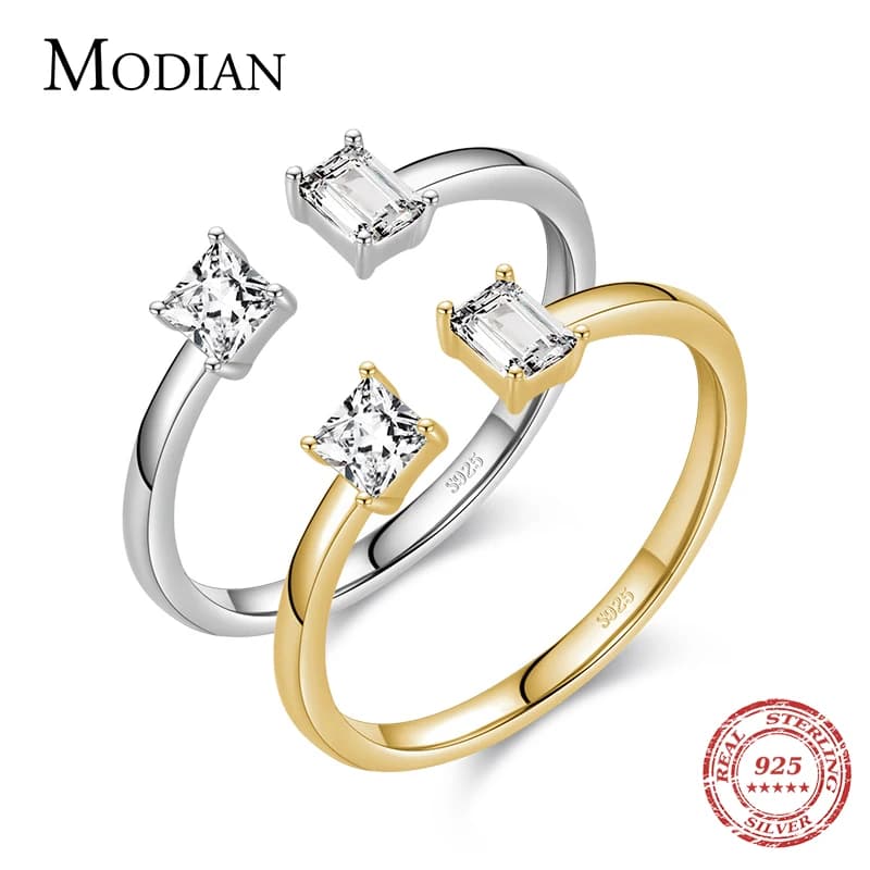 Modian classique réel 925 en argent Sterling irrégulier scintillant clair CZ bague pour les femmes charme couleur or bijoux fins de mariage