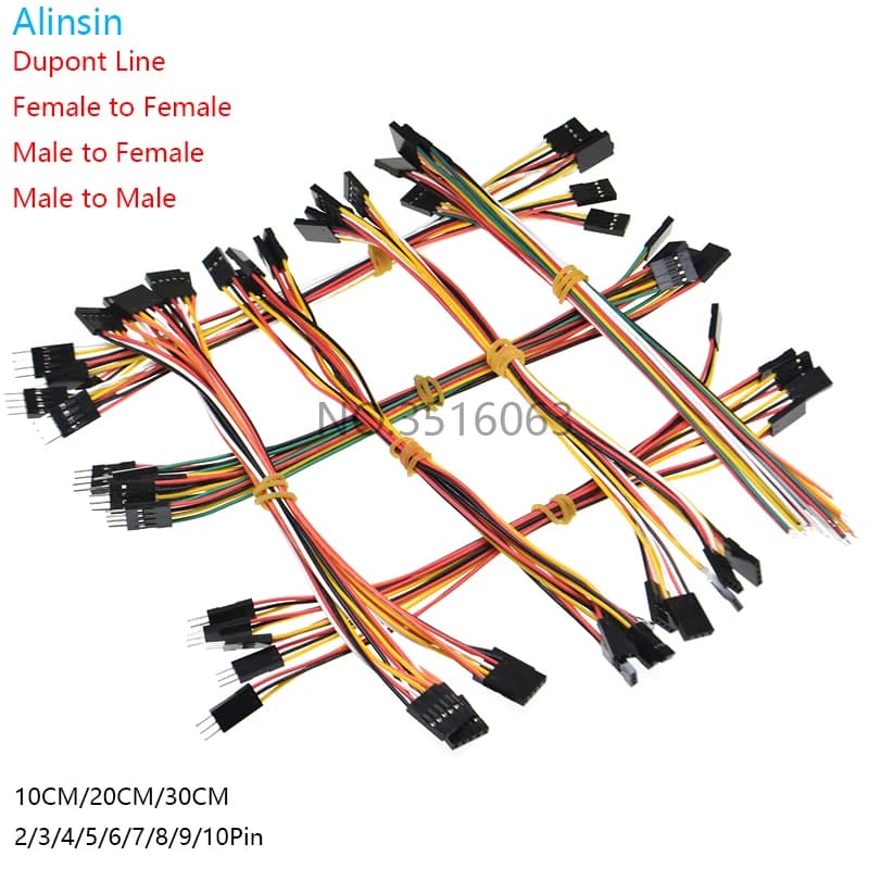 Câble de connexion Dupont à double tête femelle-femelle, 10/20/30cm, 2.54mm, 2/3/4/5/6/7/8/10 P/Pin pour Arduino, 10 pièces