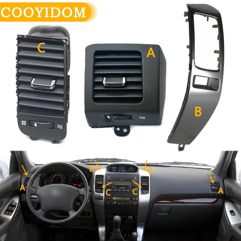 Panneau de cadre de plaque d'aération de climatisation A/C de sortie de climatiseur de voiture pour Toyota Land Cruiser Prado 120 Lexus GX470 2003 – 2009