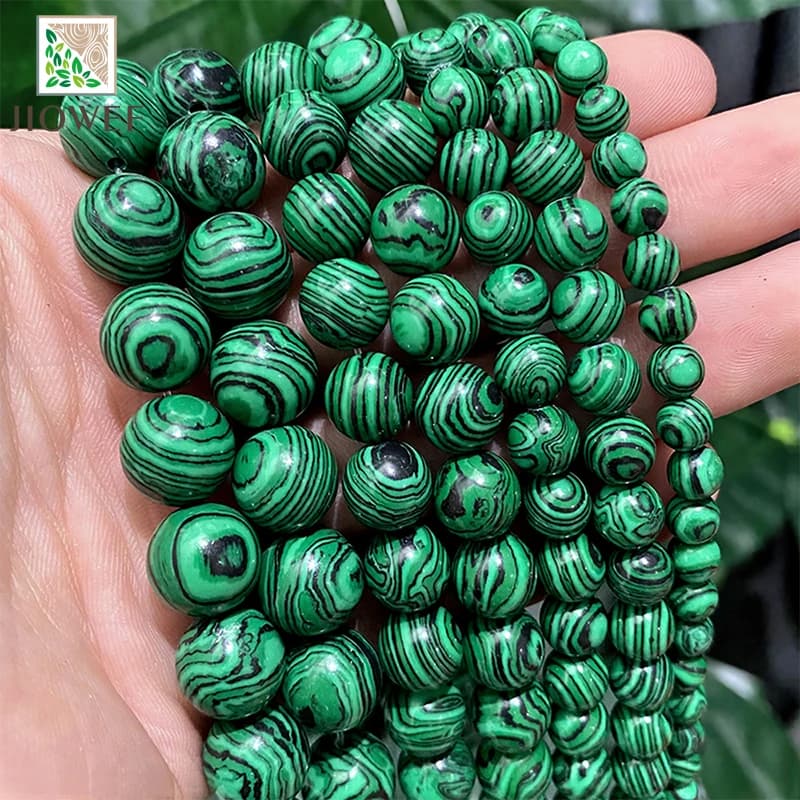 Perles rondes en dentelle verte Malachite, 4/6/8/10/12mm, accessoires de collier, Bracelet, pierre naturelle pour la fabrication de bijoux, brin de 15 pouces