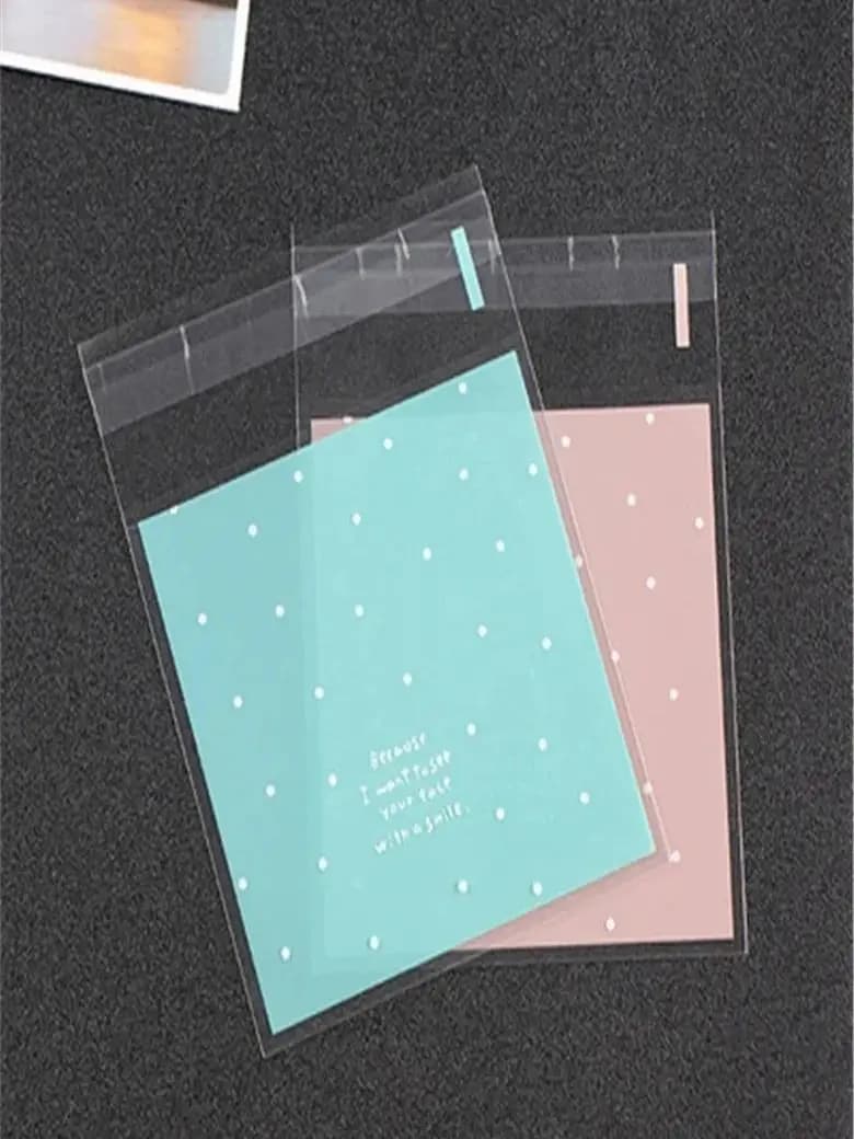 Sac en cellophane transparent en plastique, sachet cadeau à pois, pour bonbons, cookies, poudres auto-adhésives pour mariage, fête d'anniversaire, 100 pièces
