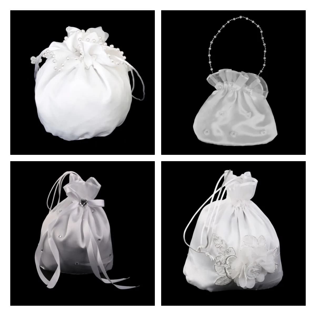 1 pièce Satin perle strass mariage mariée Dolly sac à main ivoire pour les essentiels du jour de mariage et un joli cadeau sac de bonbons